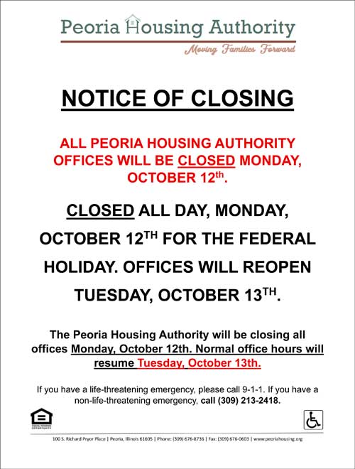 Office Closed Columbus Day October 12, 2026