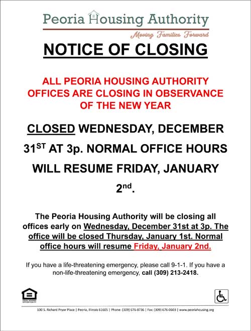 New Years Day Closure Notice